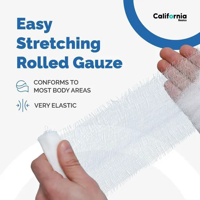 Alt view image 5 of 7 - 24-Pack Gauze Bandage Roll with Tape, 4 Inches x 4 Yards - Soft, Stretchable & Breathable Wrap for Wound Care, First Aid & Medical Supplies - White