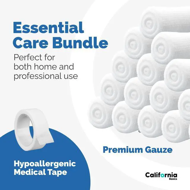 Alt view image 7 of 7 - 24-Pack Gauze Bandage Roll with Tape, 4 Inches x 4 Yards - Soft, Stretchable & Breathable Wrap for Wound Care, First Aid & Medical Supplies - White