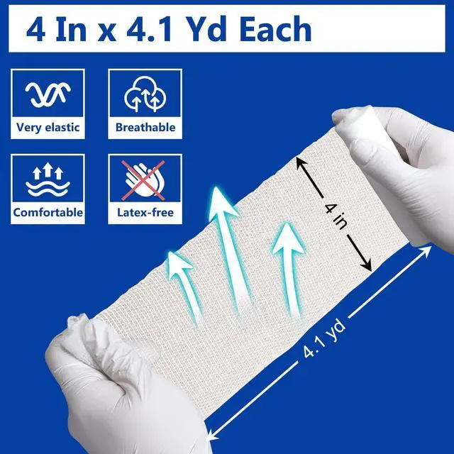 Alt view image 3 of 6 - 24 Pack Gauze Rolls, 4 in x 4.1 Yards, Premium Gauze Wrap Roll for Wounds, Bandage Wrap Rolled Gauzes, Mummy Wraps, Individually Wrapped