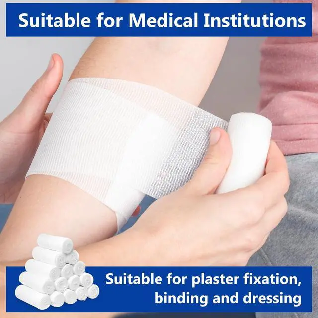 Alt view image 5 of 6 - 24 Pack Gauze Rolls, 4 in x 4.1 Yards, Premium Gauze Wrap Roll for Wounds, Bandage Wrap Rolled Gauzes, Mummy Wraps, Individually Wrapped