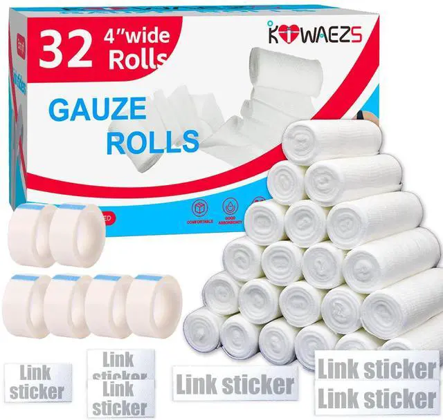 Main image of 32 Pack Gauze Rolls Bandages 4 x 4.1 yd Premium Quality Lint and Latex-Free Conforming Stretch Designed for Effective Wound Care for Wound Dressing Support (Individually Packed)