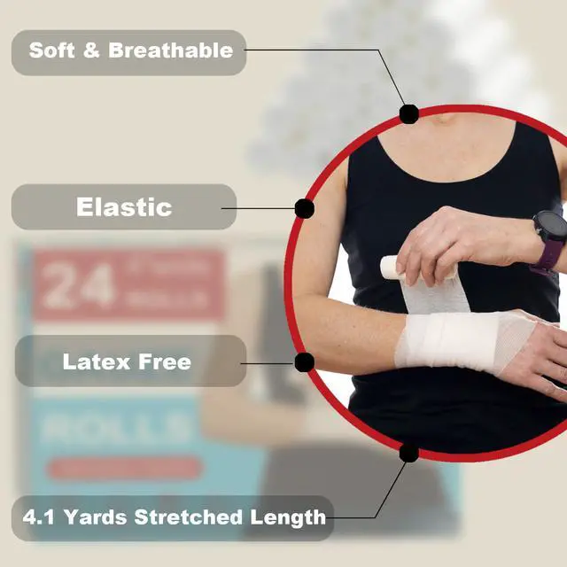 Alt view image 3 of 7 - 32 Pack Gauze Rolls Bandages 4 x 4.1 yd Premium Quality Lint and Latex-Free Conforming Stretch Designed for Effective Wound Care for Wound Dressing Support (Individually Packed)