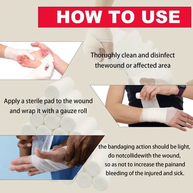 Alt view image 4 of 7 - 32 Pack Gauze Rolls Bandages 4 x 4.1 yd Premium Quality Lint and Latex-Free Conforming Stretch Designed for Effective Wound Care for Wound Dressing Support (Individually Packed)