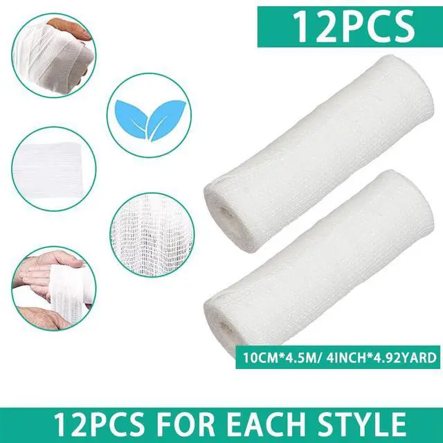 Alt view image 2 of 7 - Gauze Rolls Bandages 4 Inch x 4.9 Yards Breathable Gauze Wrap Conforming Stretch Bandage for First Aid Wound Care 12 Pack