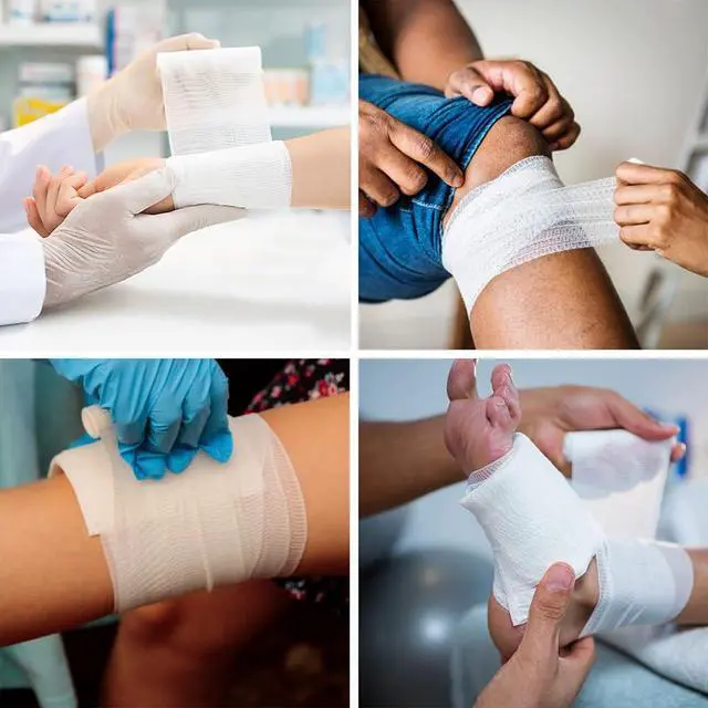 Alt view image 4 of 7 - Gauze Rolls Bandages 4 Inch x 4.9 Yards Breathable Gauze Wrap Conforming Stretch Bandage for First Aid Wound Care 12 Pack