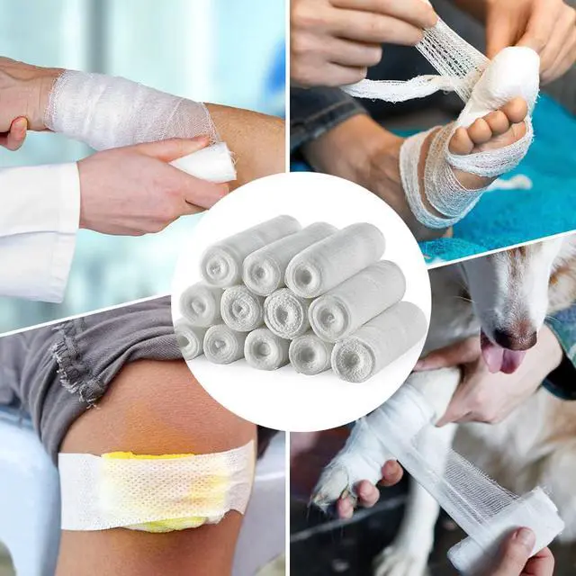 Alt view image 5 of 7 - Gauze Rolls Bandages 4 Inch x 4.9 Yards Breathable Gauze Wrap Conforming Stretch Bandage for First Aid Wound Care 12 Pack