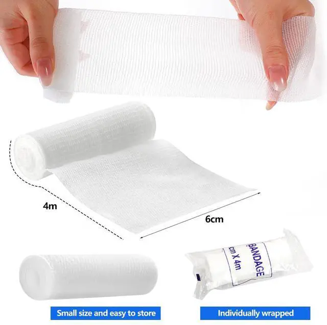 Alt view image 2 of 7 - 12 Pack Gauze Rolls Bandages 2.4" x 4yd Individually Wrapped Rolled Bandage Mummy Wraps Breathable for Wound Care