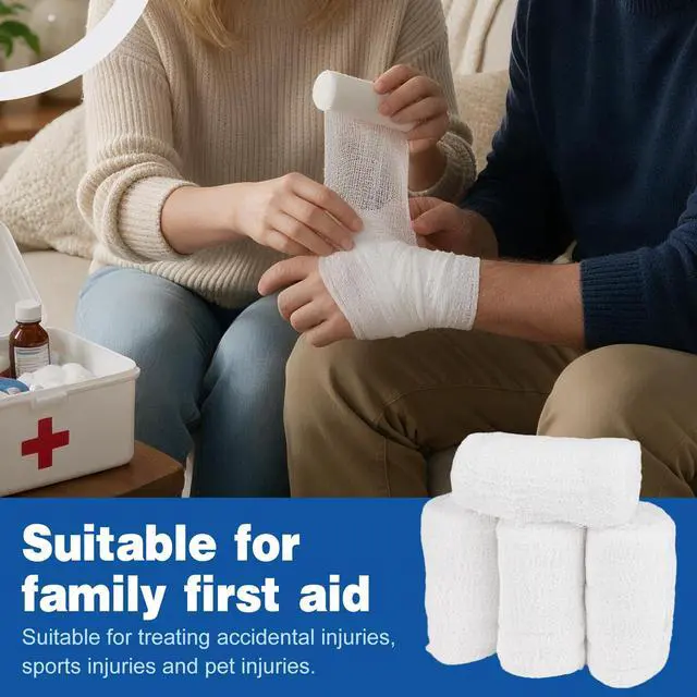 Alt view image 6 of 6 - 8 Pack Krinkle Gauze Rolls, 4 in x 3.2 Yards, 6-Ply 100% Cotton Bandage Wrap, Latex-Free Individually Wrapped, Highly Absorbent Wound Dressing for First Aid