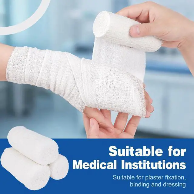Alt view image 5 of 6 - 8 Pack Krinkle Gauze Rolls, 4 in x 3.2 Yards, 6-Ply 100% Cotton Bandage Wrap, Latex-Free Individually Wrapped, Highly Absorbent Wound Dressing for First Aid