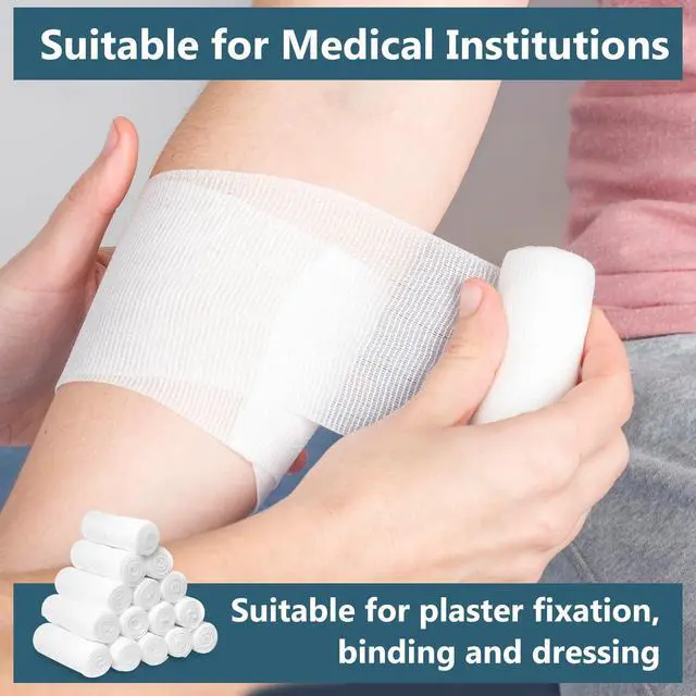 Alt view image 5 of 6 - 32 Pack Gauze Rolls, 4 in x 4.1 Yards, Premium Gauze Wrap Roll for Wounds, Bandage Wrap Rolled Gauzes, Mummy Wraps, Individually Wrapped
