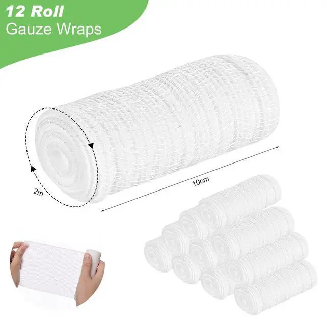 Alt view image 2 of 7 - Conforming Stretch Gauze Bandages 4 in x 2.1 Yards Stretched Dressing Wrap Breathable Gauze Bandage Roll for Wound Care 12 Rolls