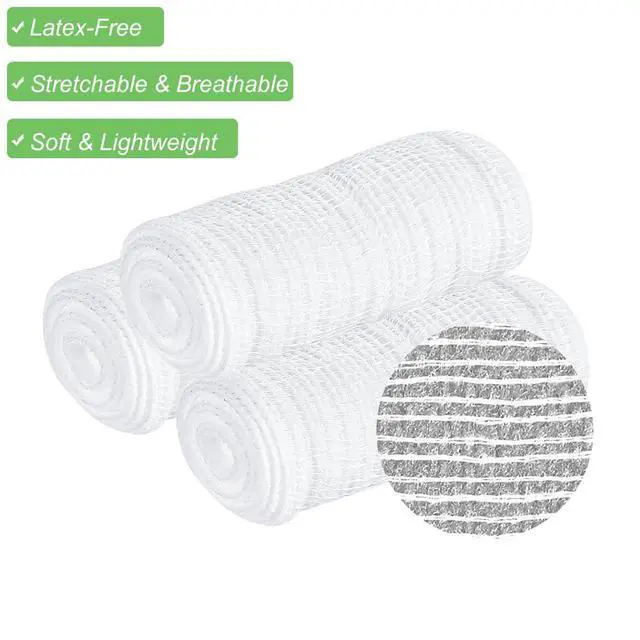 Alt view image 3 of 7 - Conforming Stretch Gauze Bandages 4 in x 2.1 Yards Stretched Dressing Wrap Breathable Gauze Bandage Roll for Wound Care 12 Rolls