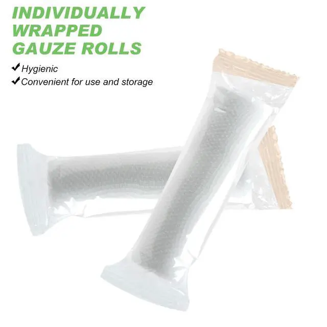 Alt view image 6 of 7 - Conforming Stretch Gauze Bandages 4 in x 2.1 Yards Stretched Dressing Wrap Breathable Gauze Bandage Roll for Wound Care 12 Rolls