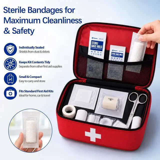 Alt view image 2 of 6 - Sterile Gauze Roll 3 in x 4.1 Yards, First Aid Gauze Bandage, 12 Rolls