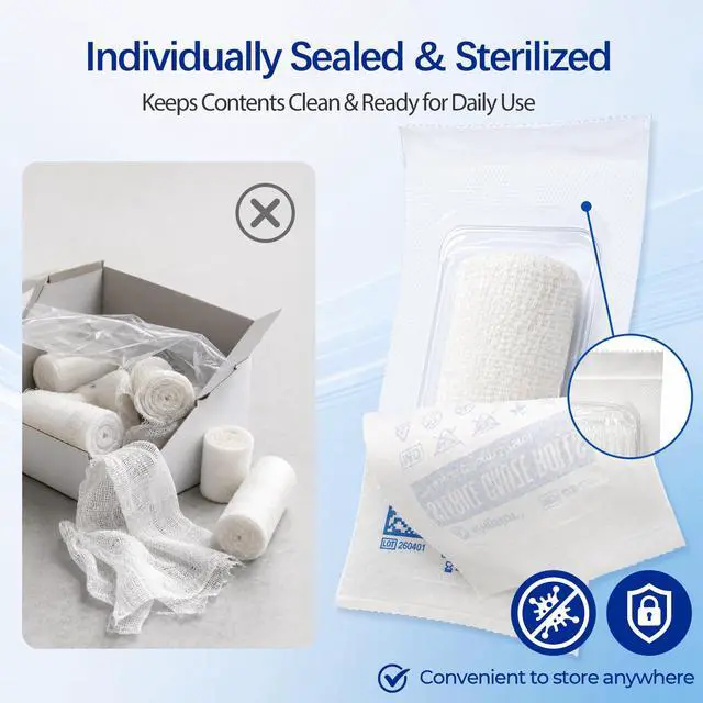 Alt view image 3 of 6 - Sterile Gauze Roll 3 in x 4.1 Yards, First Aid Gauze Bandage, 12 Rolls