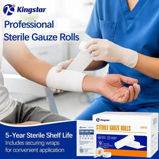 Alt view image 6 of 6 - Sterile Gauze Roll 3 in x 4.1 Yards, First Aid Gauze Bandage, 12 Rolls