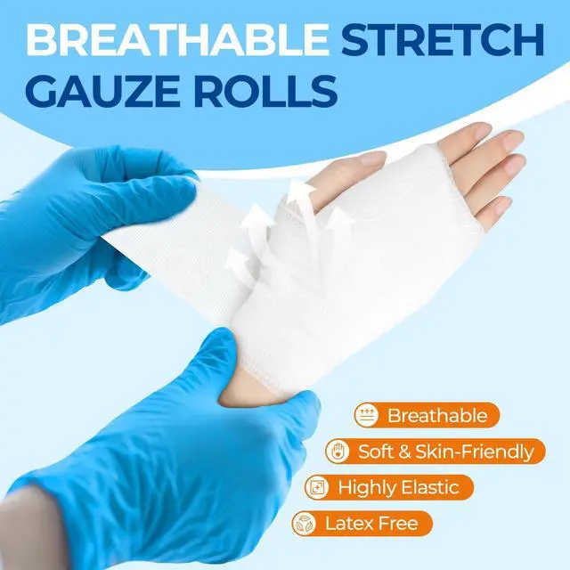 Alt view image 2 of 6 - Sterile Gauze Rolls 2in x 4.1 Yards, 12 Pack Conforming Stretch