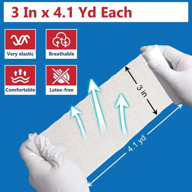 Alt view image 3 of 6 - 40 Pack Gauze Rolls, 3 in x 4.1 Yards, Premium Gauze Wrap Roll for Wounds, Bandage Wrap Rolled Gauzes, Mummy Wraps, Individually Wrapped