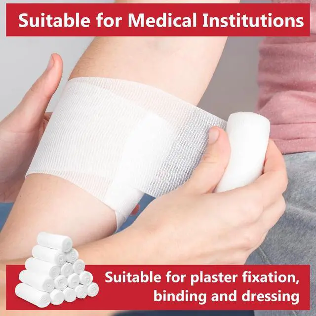 Alt view image 5 of 6 - 40 Pack Gauze Rolls, 3 in x 4.1 Yards, Premium Gauze Wrap Roll for Wounds, Bandage Wrap Rolled Gauzes, Mummy Wraps, Individually Wrapped