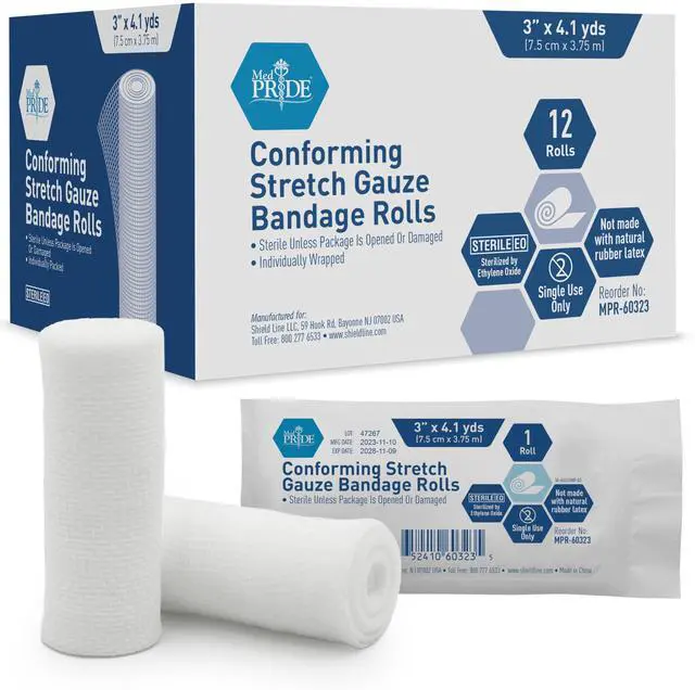 Main image of Sterile Stretch Gauze Bandage,Latex-Free,3 in x 4.1 yd,12-Pack