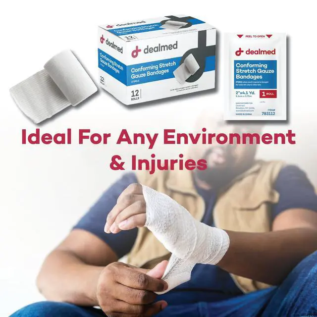 Alt view image 6 of 7 - 2 in Sterile Stretch Gauze Bandage - Latex Free - 12 Rolls