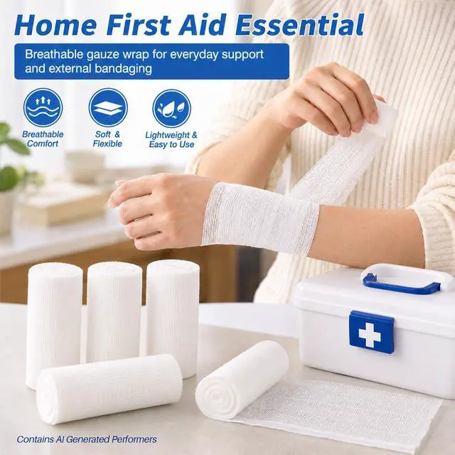 Alt view image 2 of 7 - 15PACK Gauze Rolls Bandages - 3 in x 4.9 Yards Rolled Gauze Wrap