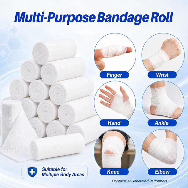 Alt view image 4 of 7 - 15PACK Gauze Rolls Bandages - 3 in x 4.9 Yards Rolled Gauze Wrap