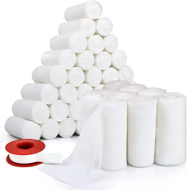 Main image of Gauze Rolls Rolled Gauze- Medical Tape Included - Flexible, Stretchable 3 x 4.1 Yards Bandage Wrap for Wound Dressing 20 Rolls.