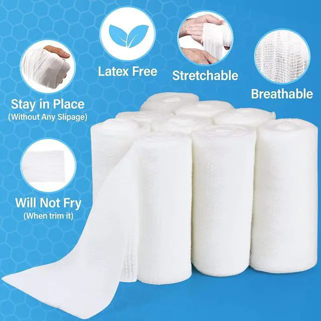 Alt view image 2 of 6 - Gauze Rolls Rolled Gauze- Medical Tape Included - Flexible, Stretchable 3 x 4.1 Yards Bandage Wrap for Wound Dressing 20 Rolls.