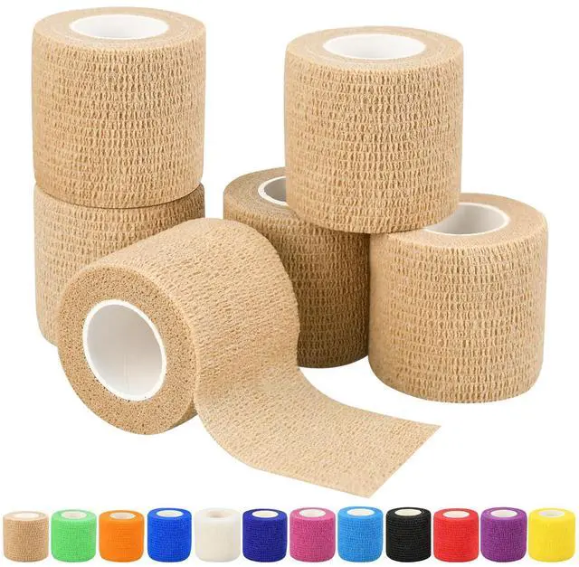 Main image of 2" Self Adhesive Bandage Wraps, 6pcs 5 Yard Breathable Elastic Wraps, Skin Color Vet Wraps