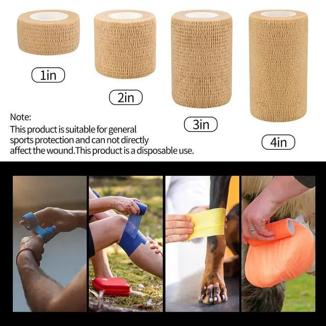 Alt view image 2 of 7 - 2" Self Adhesive Bandage Wraps, 6pcs 5 Yard Breathable Elastic Wraps, Skin Color Vet Wraps