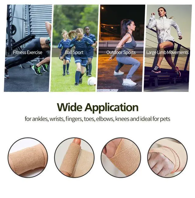 Alt view image 7 of 7 - 2" Self Adhesive Bandage Wraps, 6pcs 5 Yard Breathable Elastic Wraps, Skin Color Vet Wraps