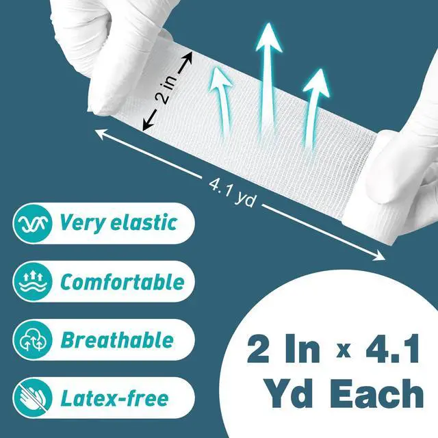 Alt view image 3 of 6 - 20 Pack Gauze Rolls Bandages, 2 in x 4.1 Yards, Premium Medical Supplies & First Aid Supplies, Bandage Wrap Vet Wrap