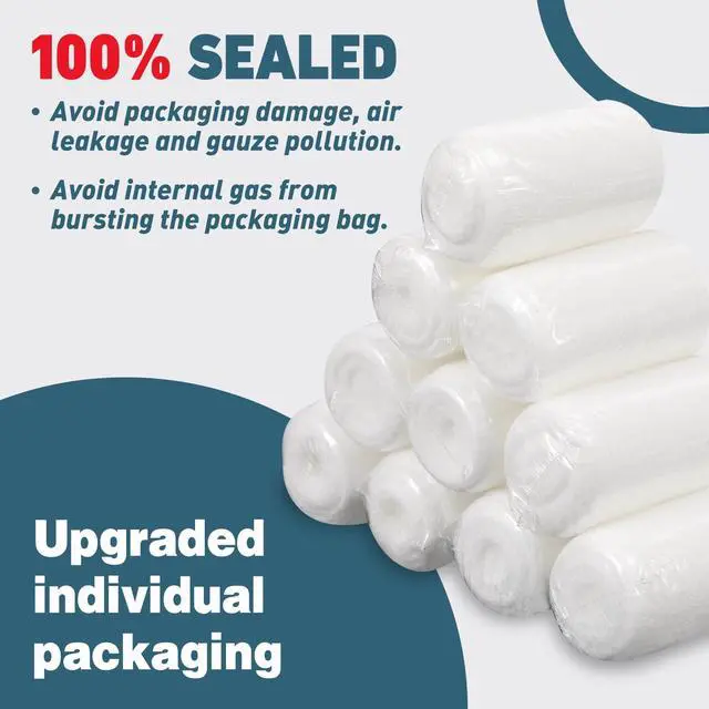 Alt view image 4 of 6 - 20 Pack Gauze Rolls Bandages, 2 in x 4.1 Yards, Premium Medical Supplies & First Aid Supplies, Bandage Wrap Vet Wrap