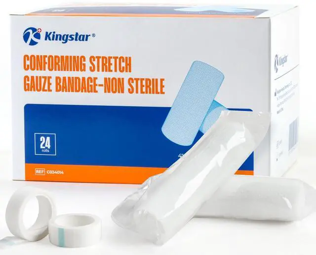 Main image of Gauze Rolls Bandages 4in x 4.1yds, 24 Rolls Conforming Stretch Gauze Bandage 4 Inch, Individually Wrapped Includes Medical Tape