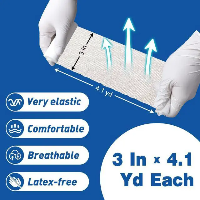 Alt view image 2 of 7 - 25 Pack Gauze Rolls Bandages, 3 in x 4.1 Yards, Premium Medical Supplies & First Aid Supplies, Bandage Wrap Vet Wrap, Mummy Wraps