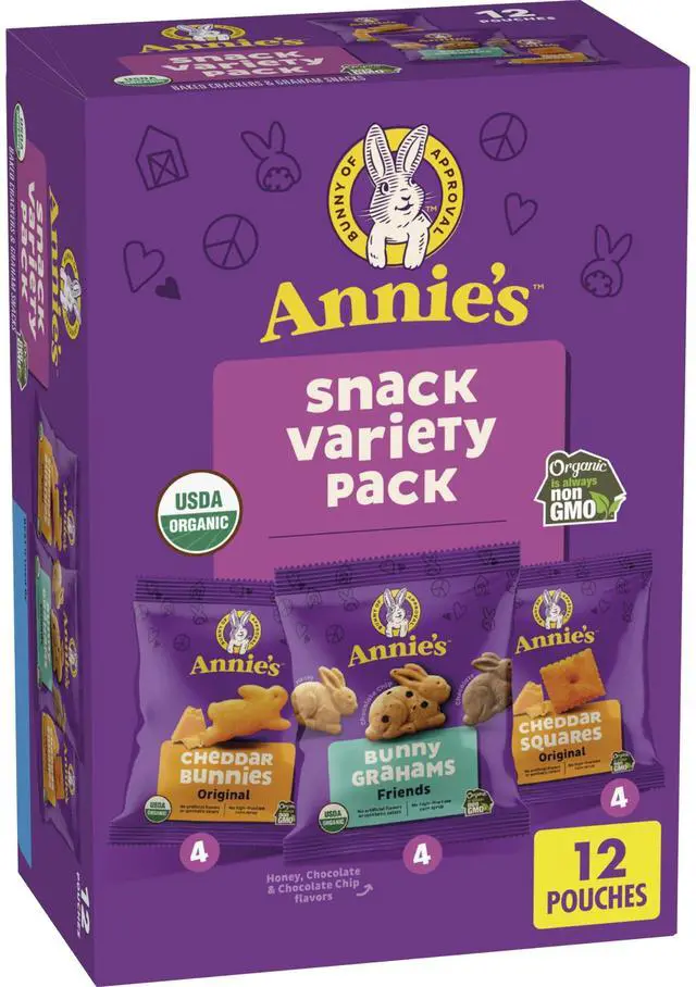 Main image of Organic Variety Pack, Cheddar Bunnies, Bunny Grahams and Cheddar Squares, 12 Pouches, 11 oz