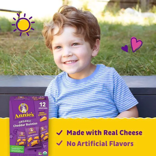 Alt view image 2 of 6 - Organic Cheddar Bunnies Baked Snack Crackers, 12 oz., 12 Pouches