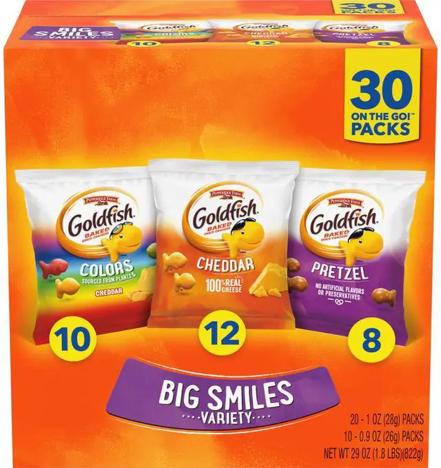 Main image of Crackers Big Smiles Variety Pack with Cheddar, Colors, and Pretzels, Snack Packs, 30 Ct