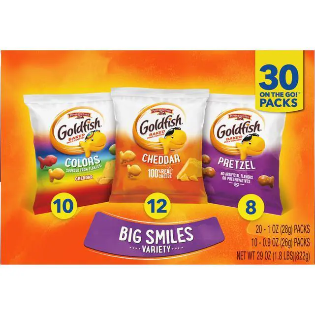 Alt view image 7 of 7 - Crackers Big Smiles Variety Pack with Cheddar, Colors, and Pretzels, Snack Packs, 30 Ct