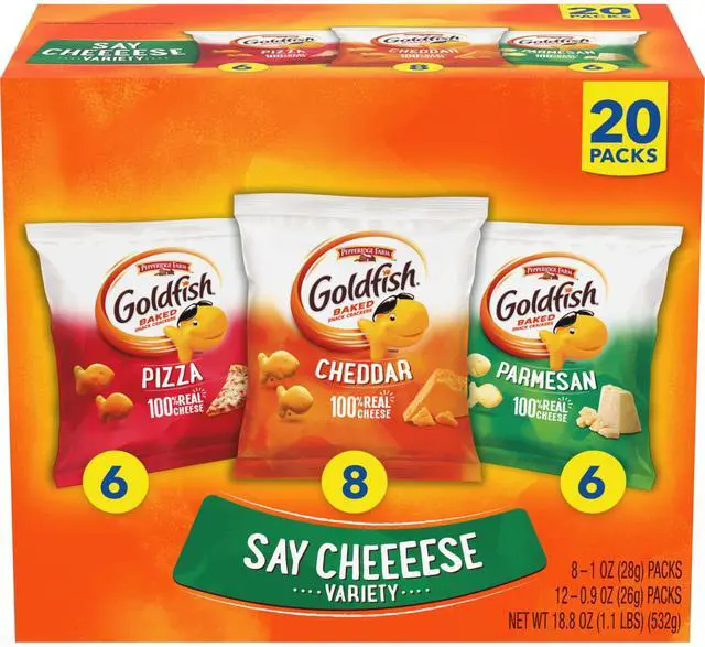 Main image of Crackers Say Cheeeese Variety Pack with Cheddar, Pizza and Parmesan, Snack Packs, 20 Ct (18.8 Ounces)