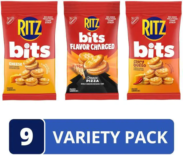 Alt view image 3 of 7 - Bits Flavor Charged Sandwich Crackers Variety Pack, Snacks for Kids and Adults, Lunch Snacks, 9-3 oz Bags