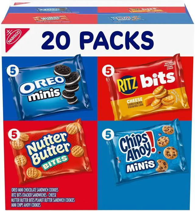 Main image of Snacks Variety Pack, 4 Flavors, Cookies & Crackers, 20 Snack Packs