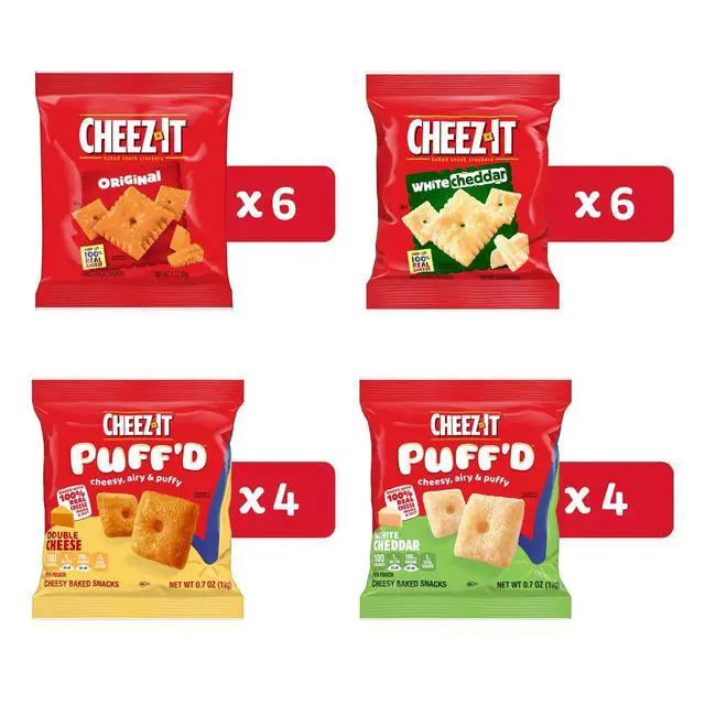 Alt view image 4 of 7 - Cheese Crackers, Baked Snack Crackers, Office and Kids Snacks, Variety Pack, 17.72oz Box (20 Pouches)