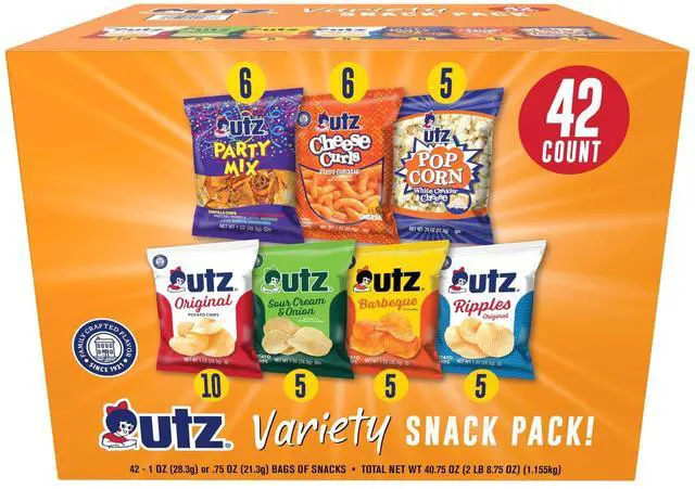 Main image of Snack Variety Pack Individual Snacks, Includes Potato Chips, Cheese Curls, Popcorn, and Party Mix, Crunchy Travel Snacks for Lunches, Vending Machines, and Enjoying on the Go (Pack of 42)