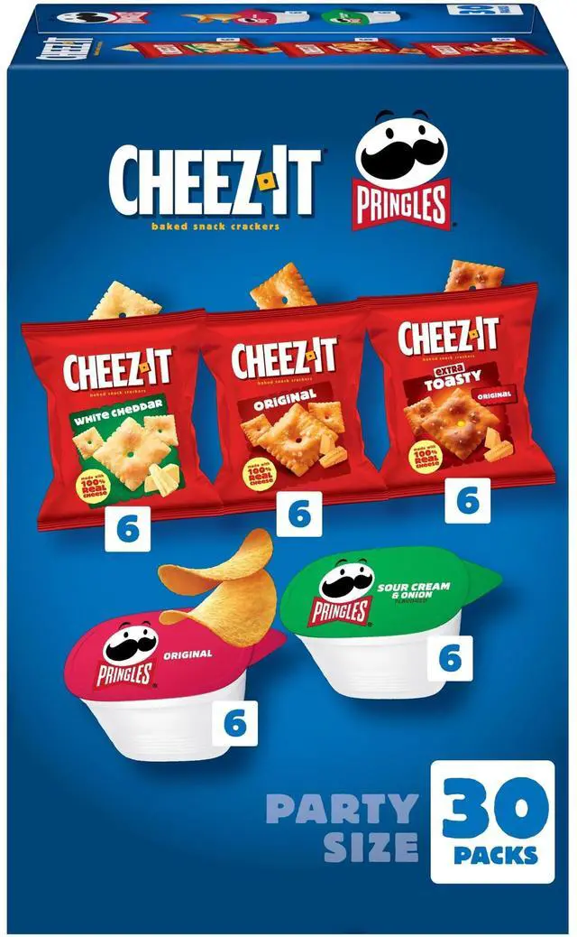 Main image of Pringles, Salty Snacks, Party Size, Variety Pack, 26.58oz Box (30 Packs)