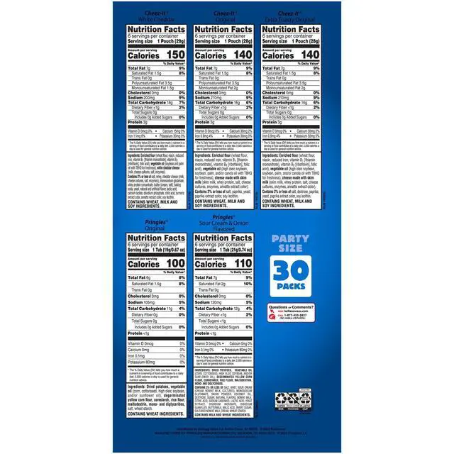 Alt view image 7 of 7 - Pringles, Salty Snacks, Party Size, Variety Pack, 26.58oz Box (30 Packs)