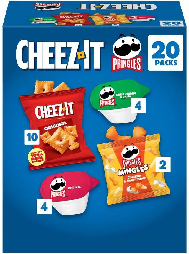Main image of Cheez-It and Pringles Snacks, Grab and Go, Variety Pack, 17.04oz Box (20 Count)