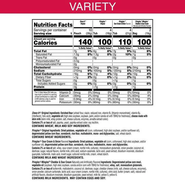 Alt view image 2 of 7 - Cheez-It and Pringles Snacks, Grab and Go, Variety Pack, 17.04oz Box (20 Count)