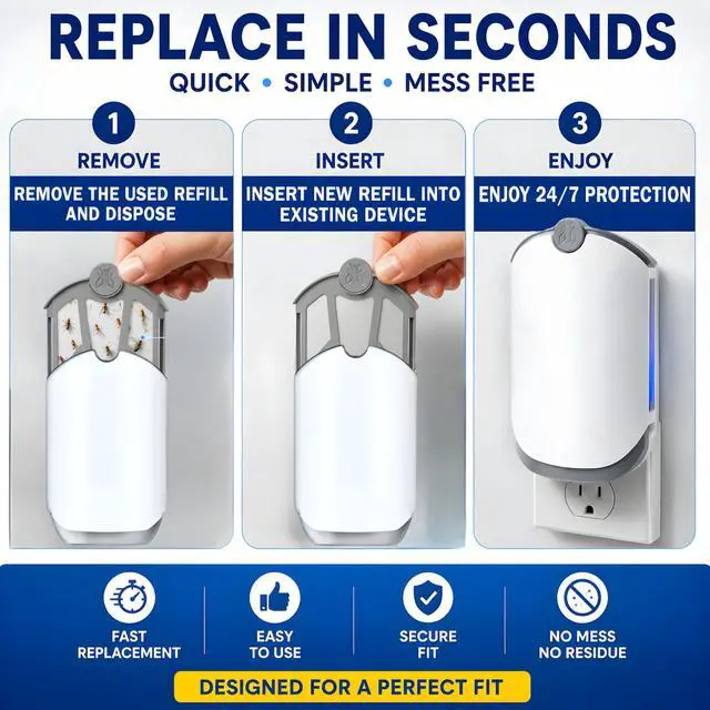 Alt view image 4 of 7 - 4 Pack Flying Insect Trap Refills - Compatible with Zevo Flying Insect Trap M364, M364A & MAX Bases - Fruit Fly, Gnat, Bug & Mosquito Catcher Replacement Cartridges